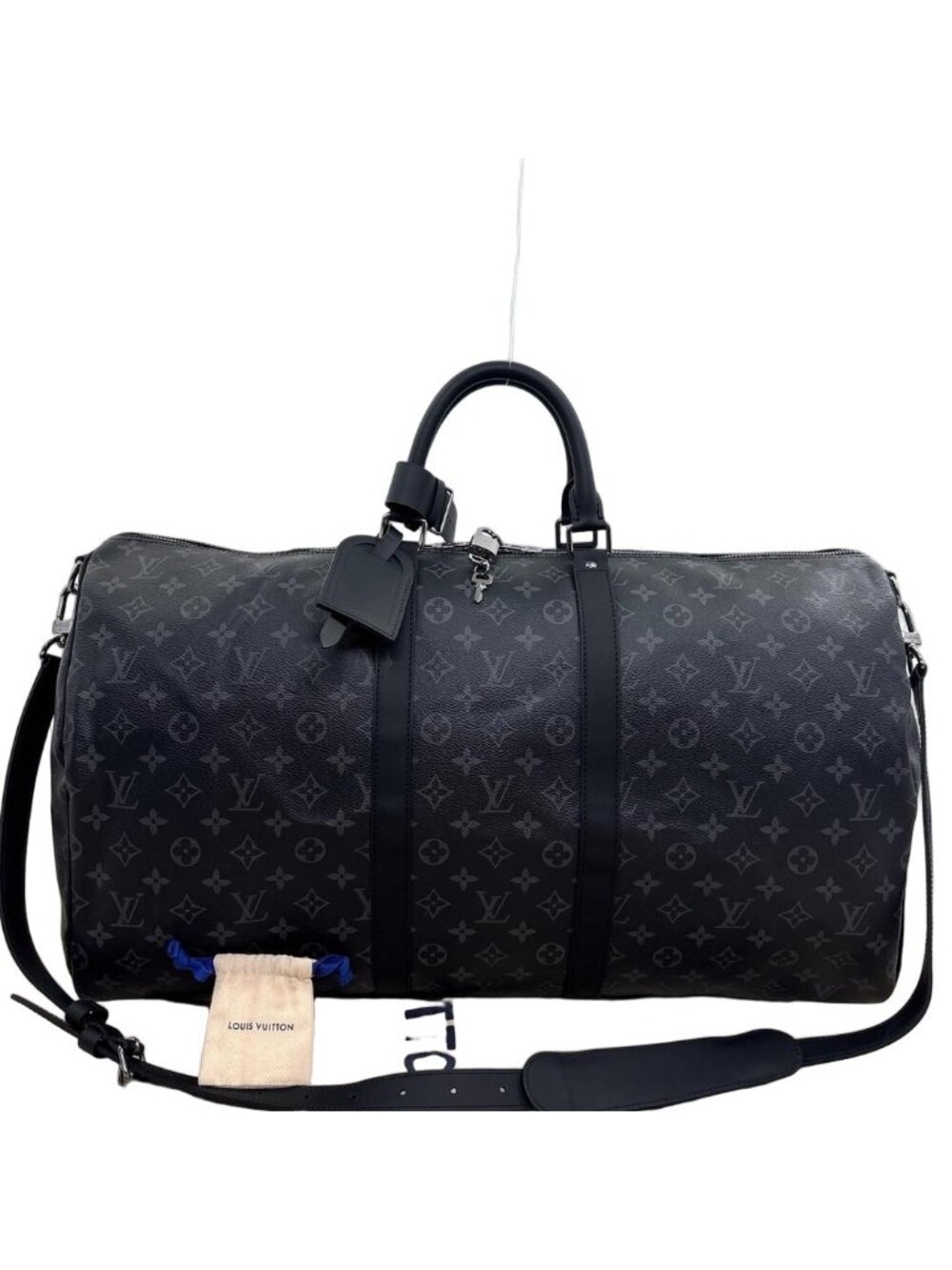 Louis Vuitton Monogram Eclipse Keepall 55 Boston Bag